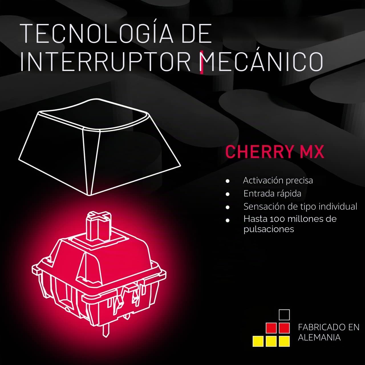 Cherry MX 2.0S, Teclado Mecánico de Gaming con Iluminación RGB, Distribución de Teclado Alemán (QWERTZ), con Cable, Diseñado en Alemania, Switches MX Red, Negro
