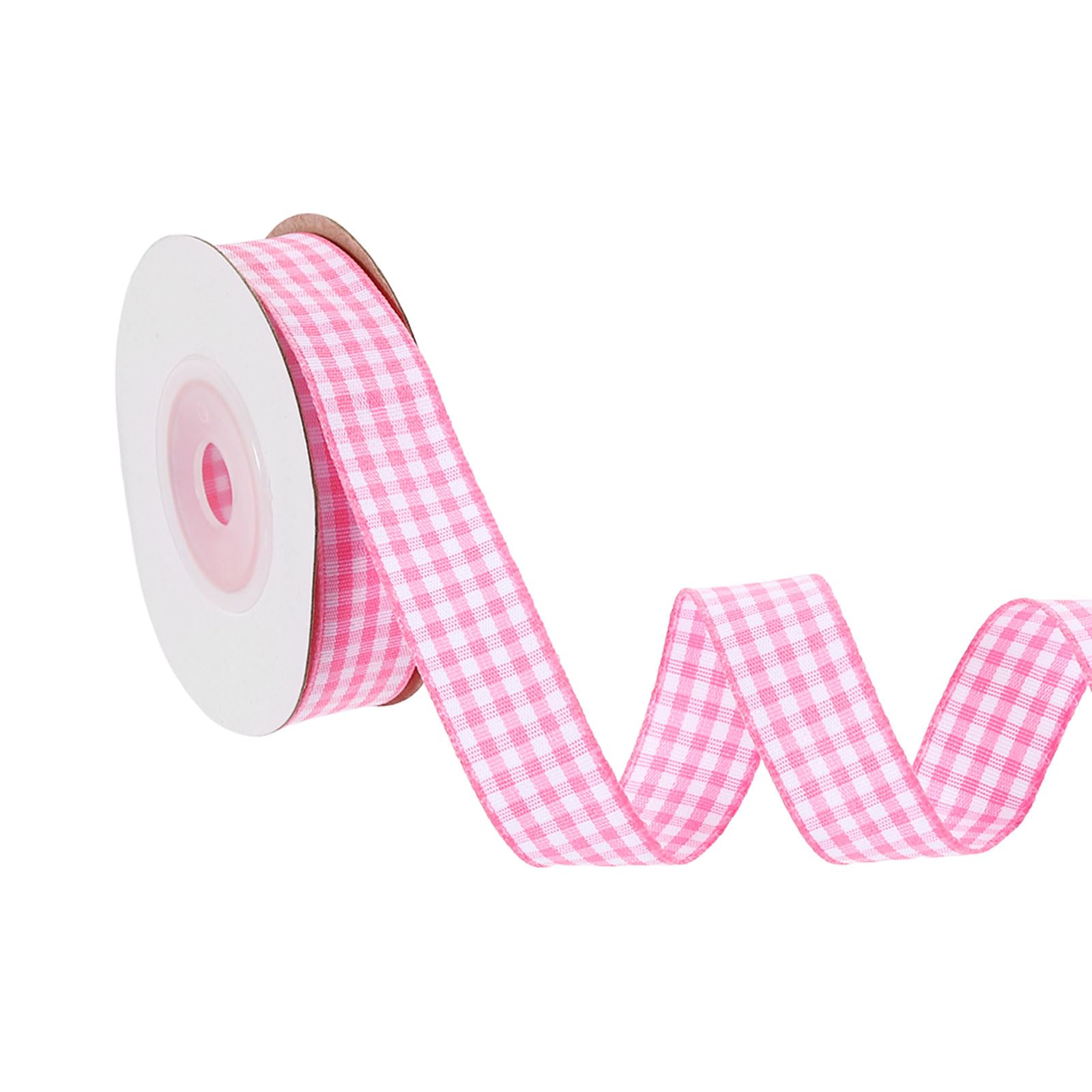 PATIKIL 10 Yard x 5/8 Inch Gingham Ribbon, Plaid Ribbon Nylon Checkered Gift Wrapping Strip for Thanksgiving Bow Wreath Craft Birthday Wedding, Pink — image 1
