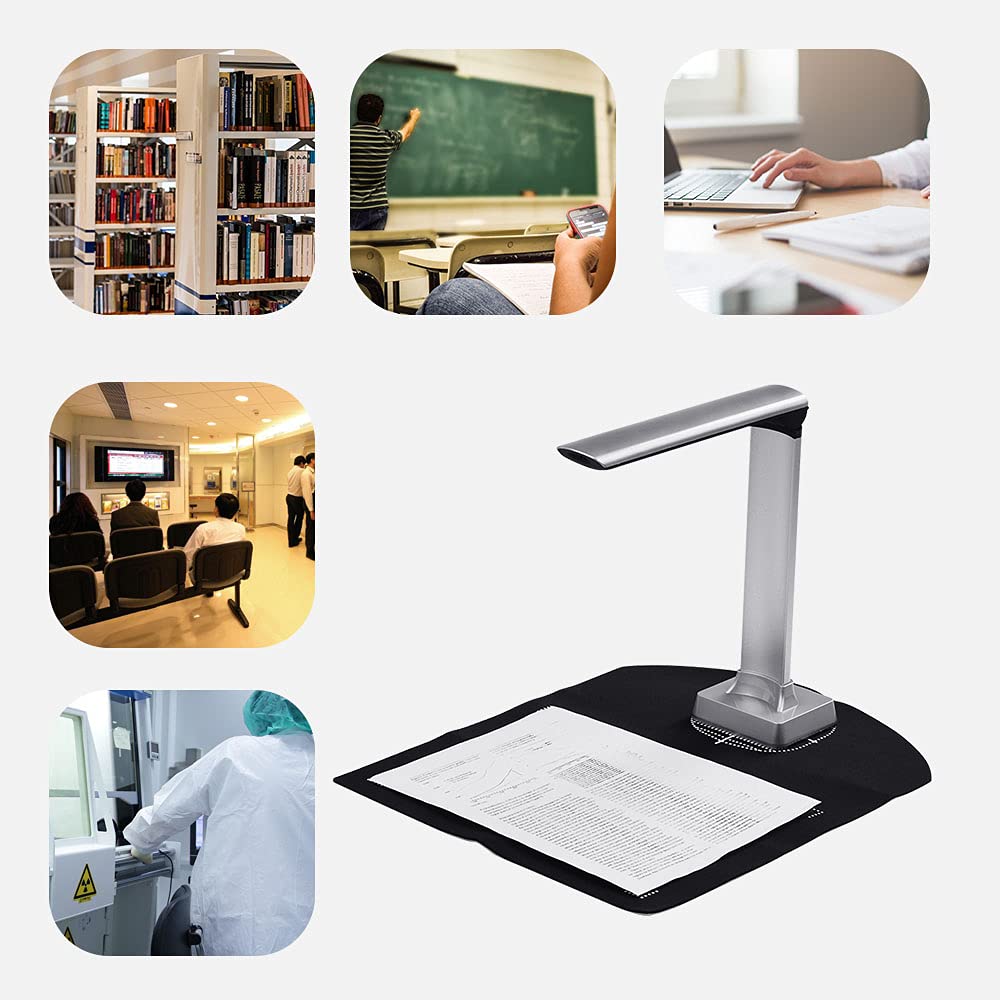 Escáner de documentos portátil, tamaño A4, escaneo de un segundo, cámara de 5 megapíxeles con corrección automática, corte inteligente para oficina y aula