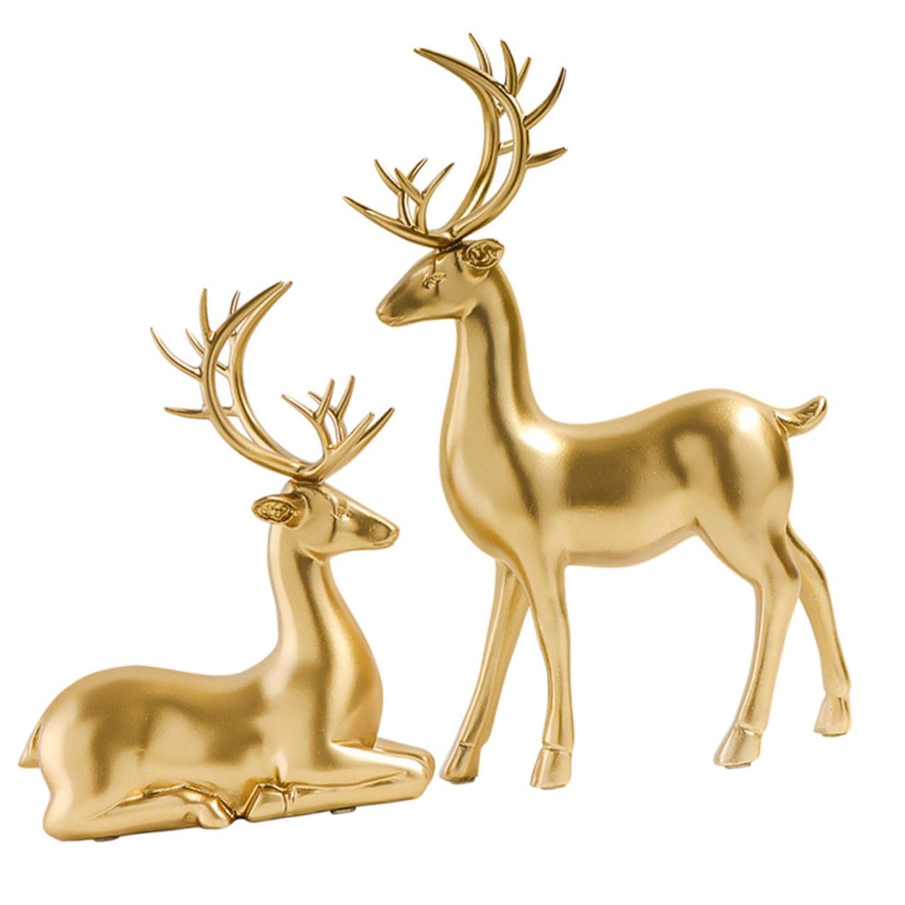 Baluue 2stücke Rentier Elch Weihnachtsfigur aus Kunstharz Elch Dekoration für Zuhause Kreative Weihnachtsdekoration für Inneneinrichtung