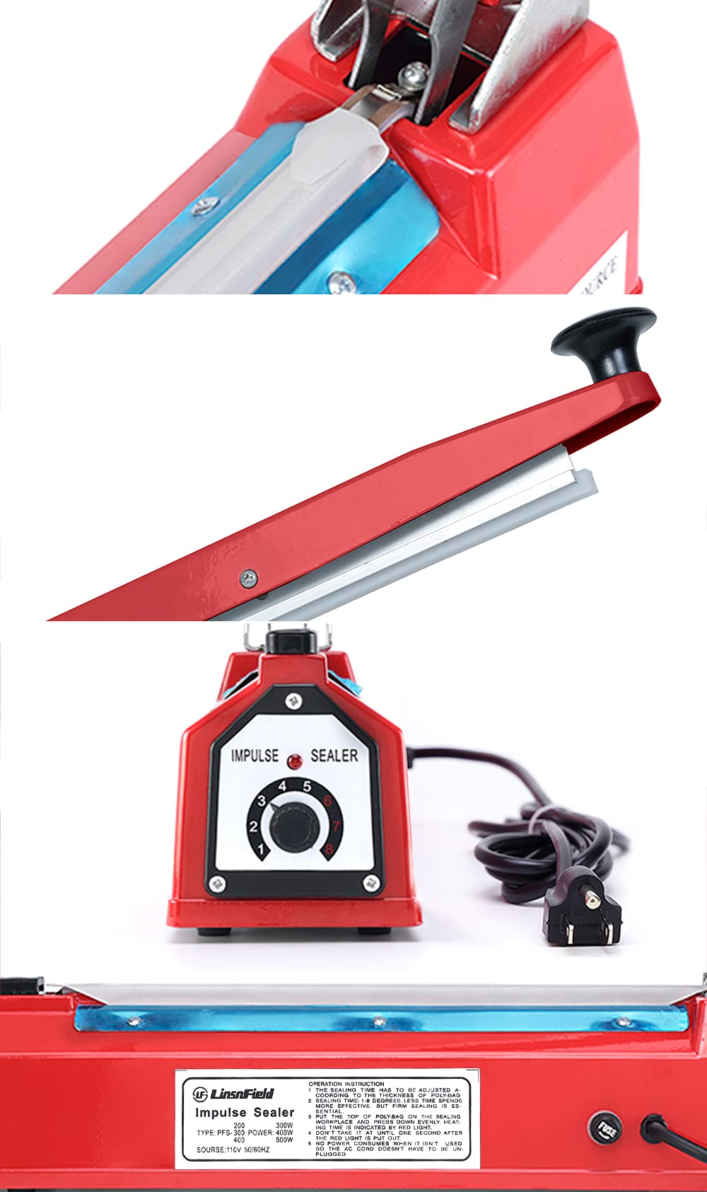 Sealer Pro Super Impuls uszczelniacz do worków grzewczych, 30,5 cm, opatentowany system uszczelniania 7 mm, nigdy się nie przypala, osłona z aluminium przeciwutleniającego, transformator