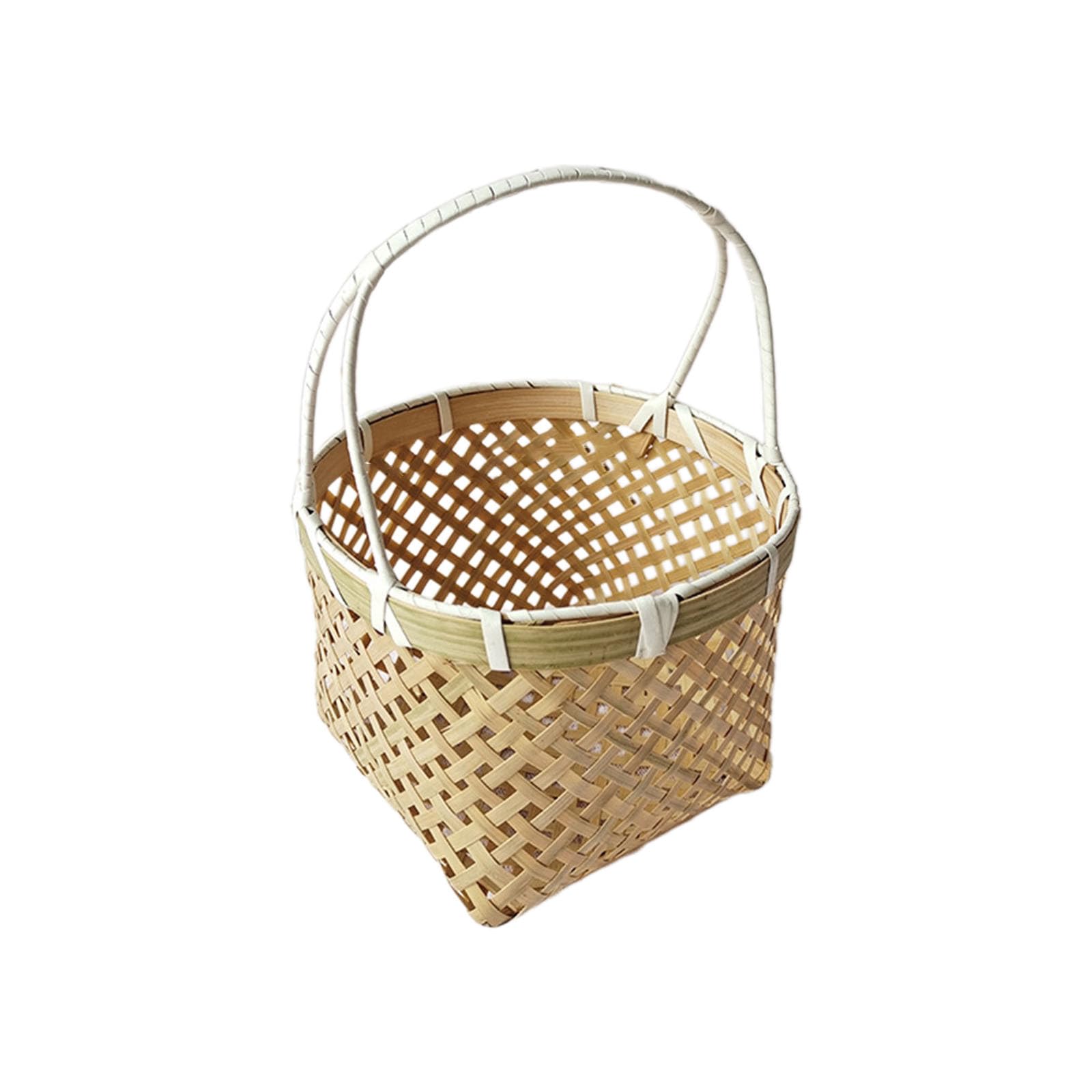 Basket with Handle Handwoven Food Basket for Restaurant and Picnics Kitchen and Restaurant Organization Tool Bread Baskets