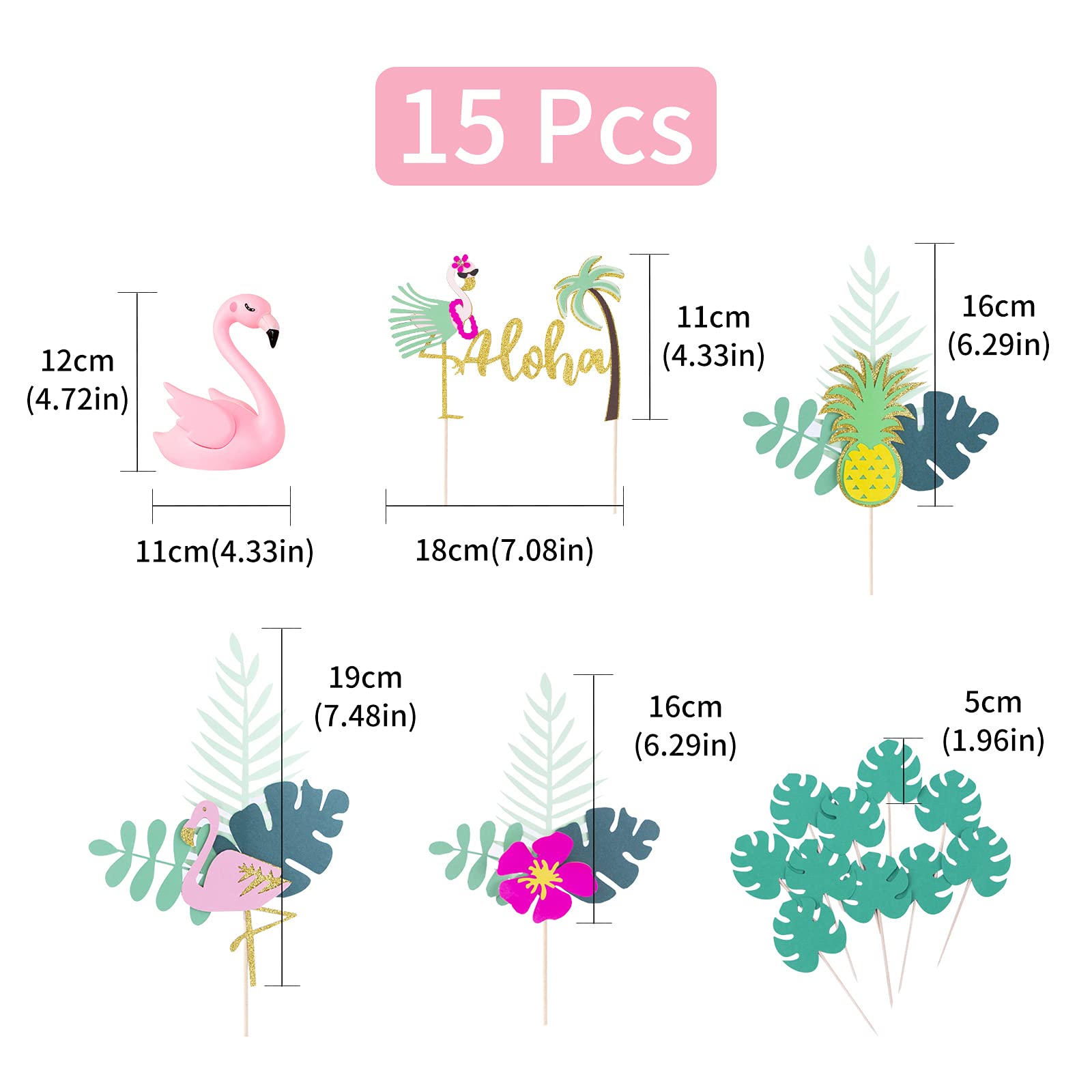 13 Stück Glitzer-Flamingo Cupcake-Topper – Tropisches Deko-Set Für Geburtstag, Hawaii-Party Oder Sommerfest