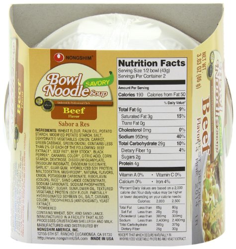 NongShim Bowl Noodle Soup, Beef, 3.03 Ounce (Pack of 12) image 5