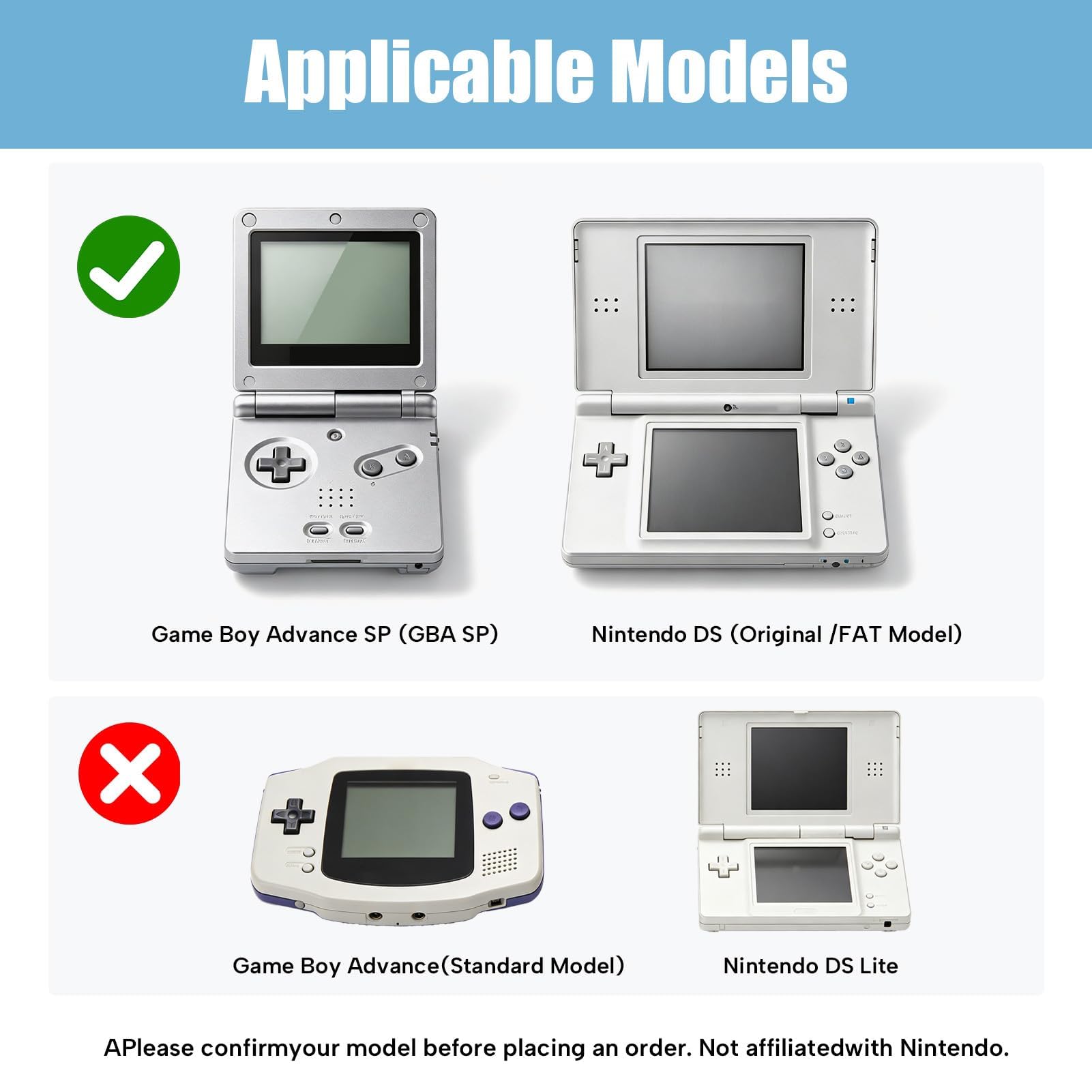 Cagrin 5V 500mA Chargeur Compatible avec NDS FAT et Game Boy Advance SP | Adaptateur Secteur AC 100‑240V DC pour Consoles NDS GBA SP, Chargeur de Voyage, Câble 1,1 m, Noir