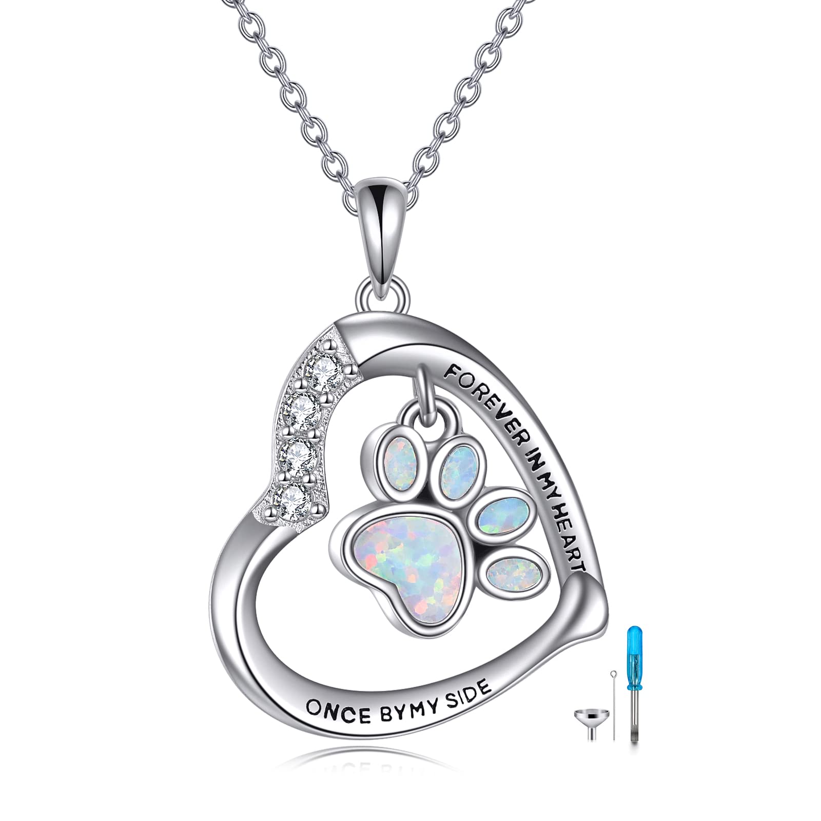 YFN Collar de plata de ley con estampado de pata, colgante de perro, gato, gato, perro, conmemorativo, regalos para mujeres y niñas, Normal, Plata esterlina, Sin piedra preciosa