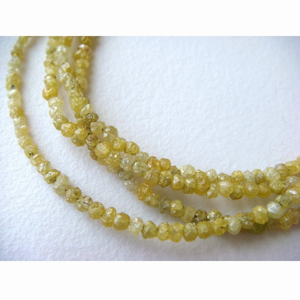 1,5 mm do 2,5 mm Żółte koraliki Rondelle, żółte surowe diamenty, diament bezkonfliktowy, surowe diamenty, naturalne rondelle diamentowe (4 cale do 8 cali), 1,5-2,5 MM, 4 cale