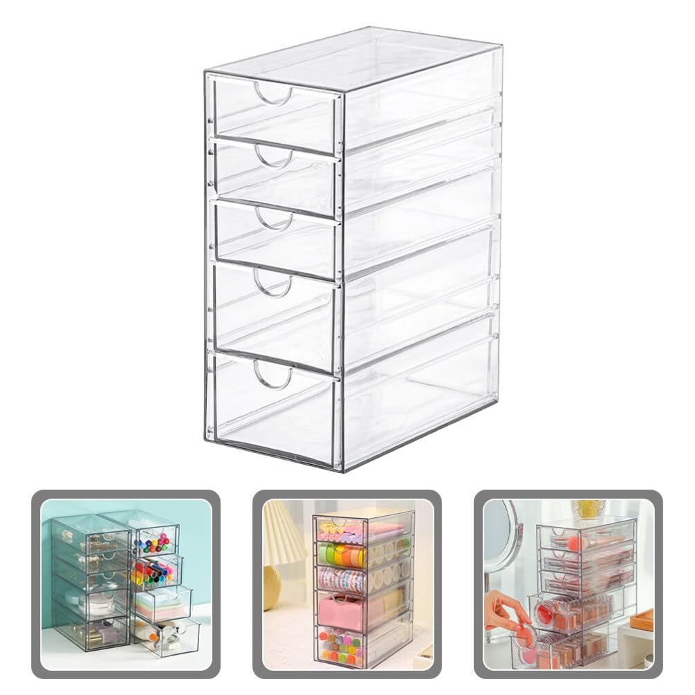 Alipis Cassettiera Scrivania Plastica Organizer da Tavolo Cassetti Trasparenti Multistrato per Cancelleria Trucchi e Piccoli Oggetti