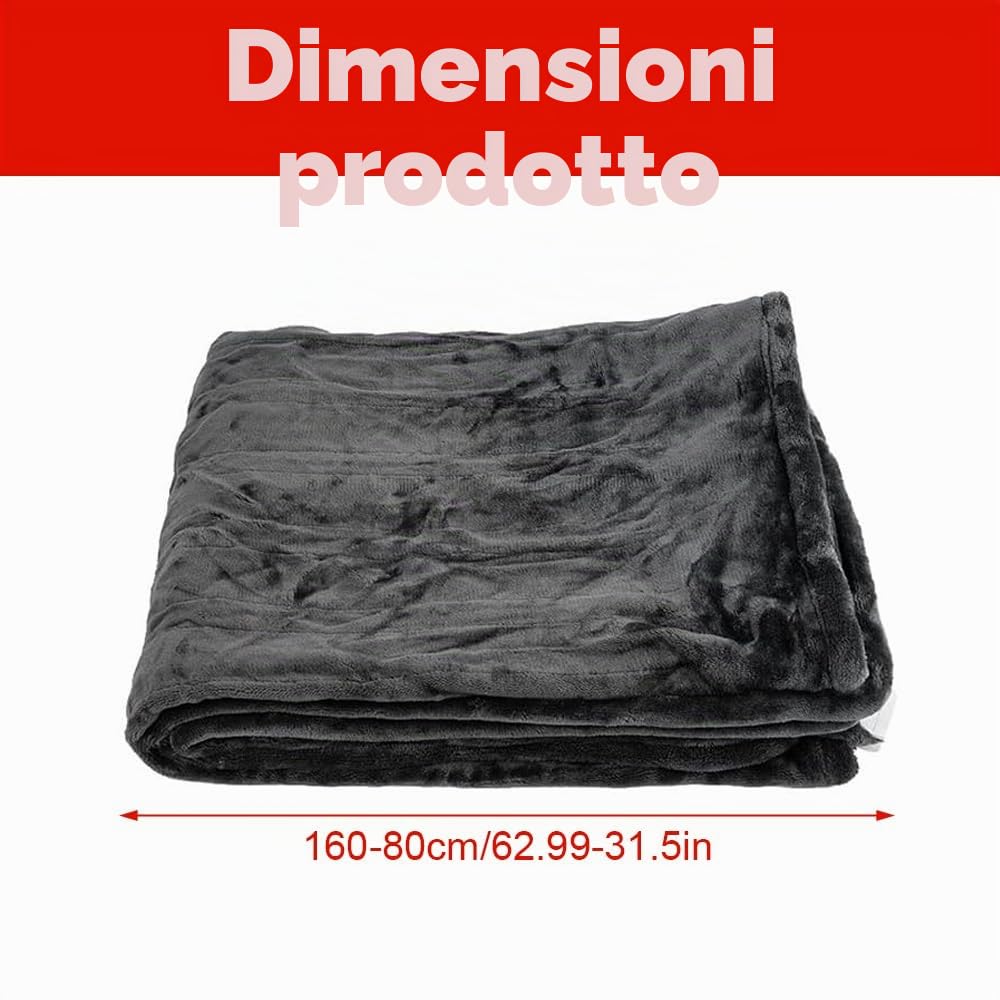 Coperta Elettrica Riscaldata USB, Coperta Riscaldante Elettrica con Cerniera, 3 Temperature, Lavabile in Lavatrice, Scialle Riscaldante Elettrico in Flanella per Casa,Ufficio,Auto(160 x 80 cm)