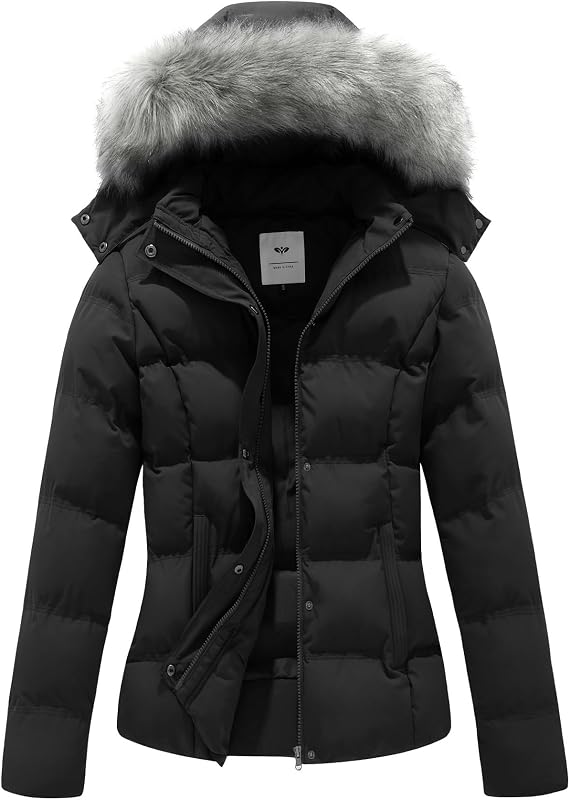 campera acolchada acolchada acolchada acolchada con capucha de piel extraíble GGleaf para mujer abrigo cálido de invierno (talla estándar y extra)