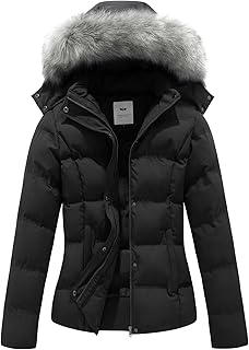 GGleaf Women's Hooded Warm Winter Coat (Standard & Plus Size) Quilted Thicken Puffer Jacket with Removable Fur Hood