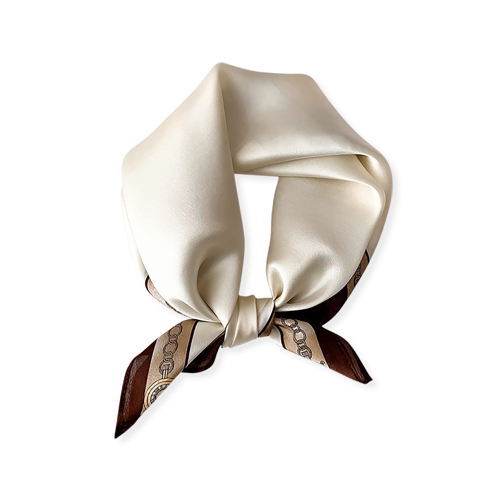 LumiSyne Silk Scarf Women Small Square Scarves Vintage Chain Printed Plain Lightweight Soft Bandanas Neckerchief Decoration Headwear
