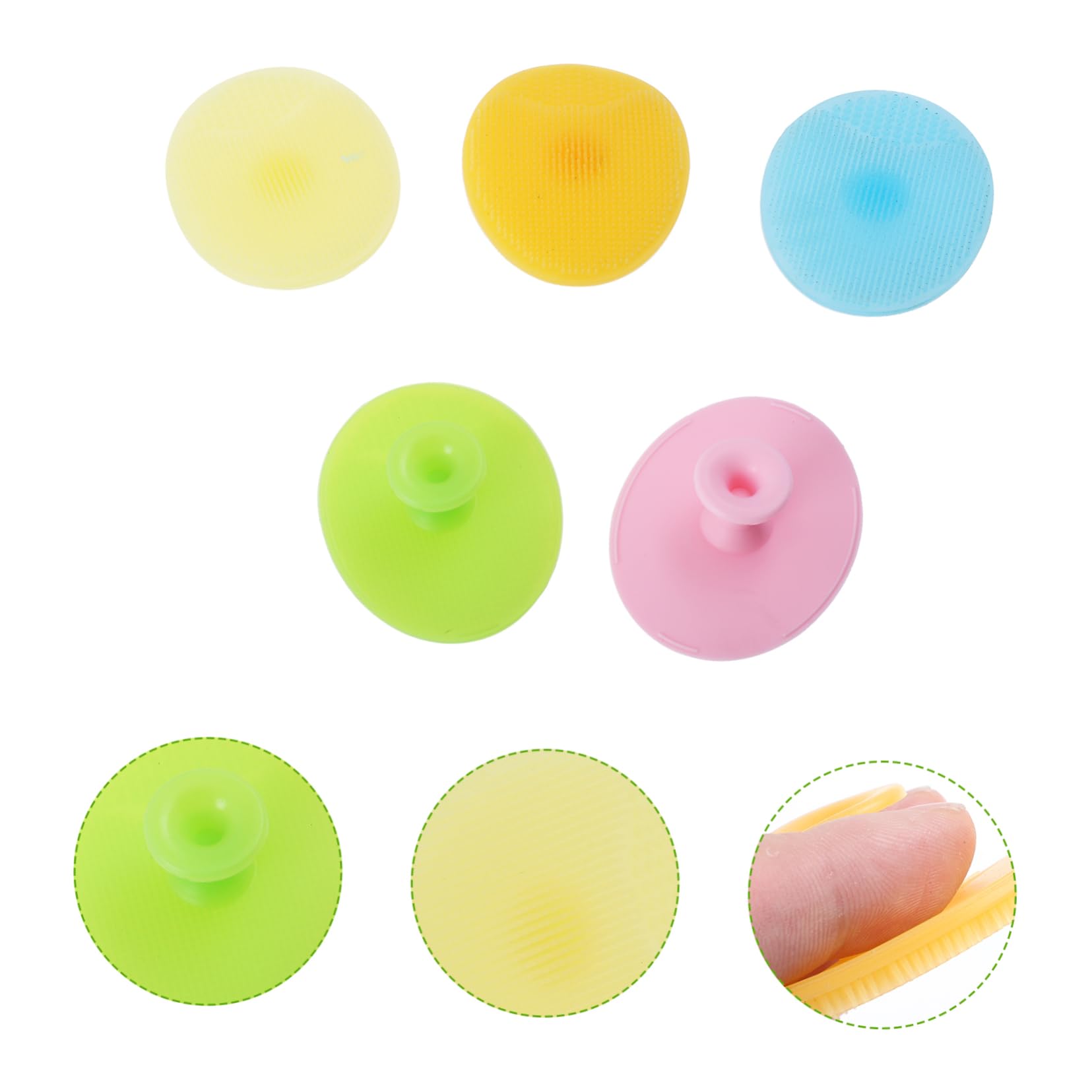 TOBBOMEY Infant Scalp Brush Set of 5 Silicone Baby Hair Cleaning Brush Scalp Massage Head Scrubbers Gentle Bristles for Newborns Toddlers