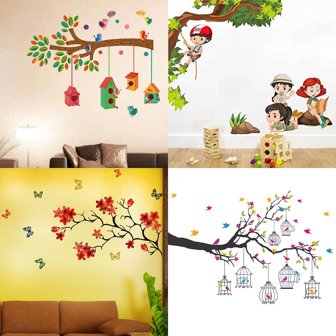 Merical Bird House Branch, Kids Activity, Chinese Flower, Branches Flowers & BirdCages Wall Stickers for Living Room, Hall, Wall D�cor (Material: PVC Vinyl) (B0C9F39816) Amazon Price History, Amazon Price Tracker