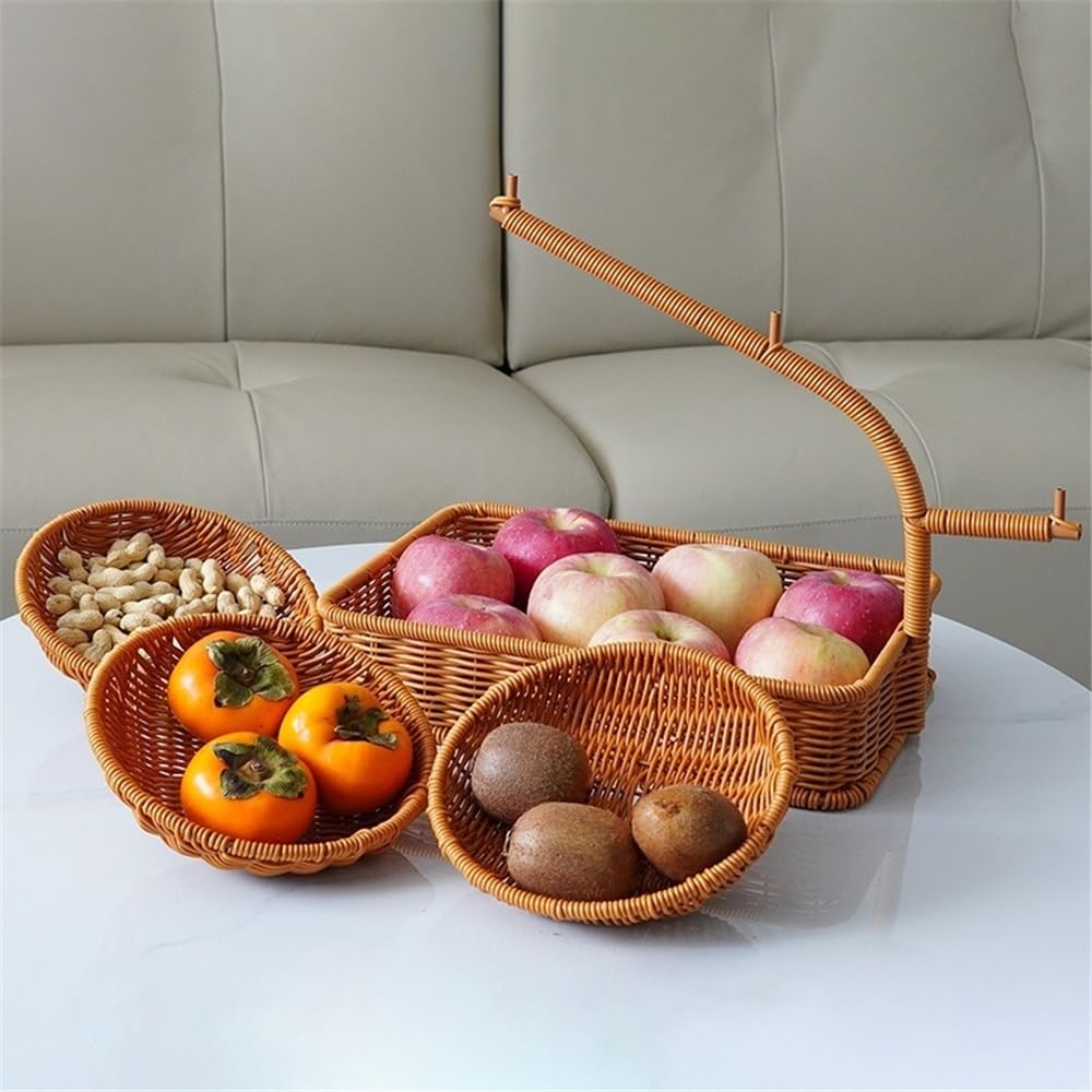 Stojaki na owoce Koszyk na pieczywo z imitacji rattanu, rustykalna, , miska przekąski, pojemnik żywność, taca