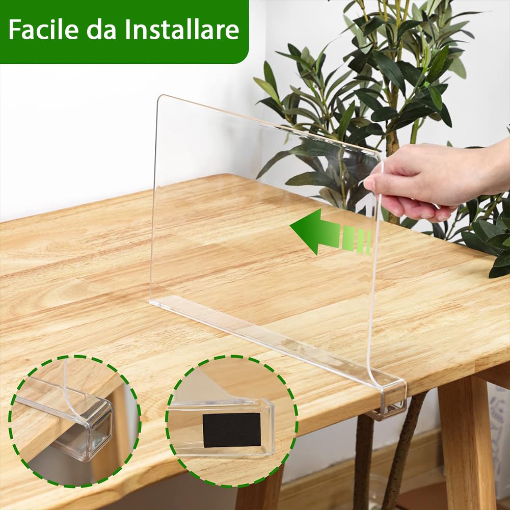 BAKAJI Set 8 Divisori in Acrilico Trasparente per Mensole, Organizer Separatore Armadio Multiuso, Separatori Salvaspazio Cassetti, Vestiti, Asciugamani, Guardaroba, Scaffali, Scarpe, 28 x 3 x 22,5 cm