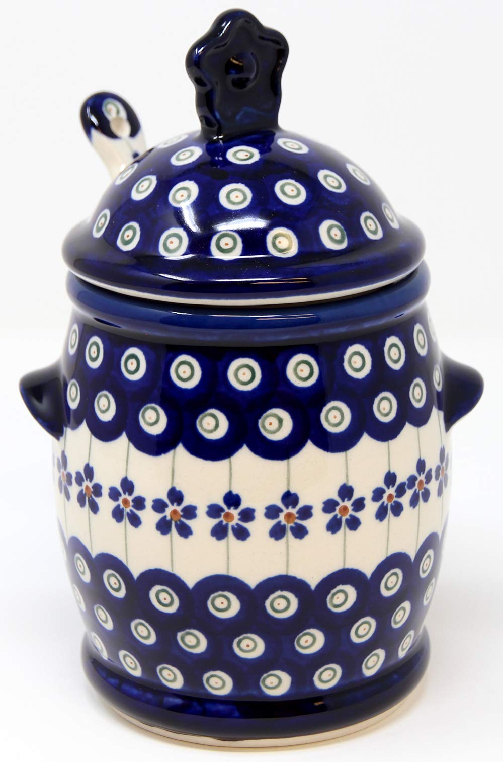 Polish Pottery Market Honey Pot and Dipper from Zaklady Boleslawiec