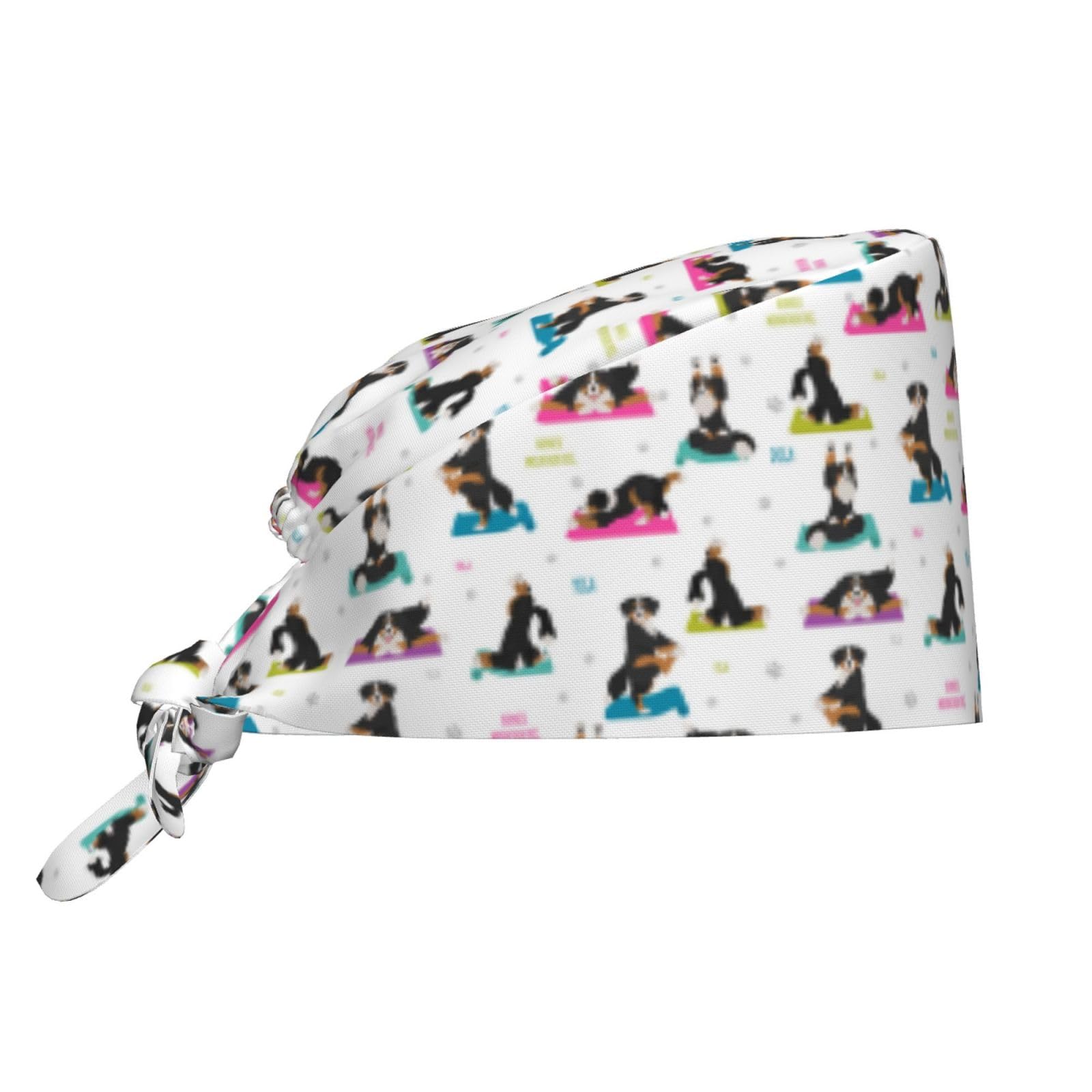 Buewutiry Scrub Caps Women Men Bernese Mountain Yoga Dogs Funny Working Surgical Nurse Dental Hats Ponytail Scrub Cap Black