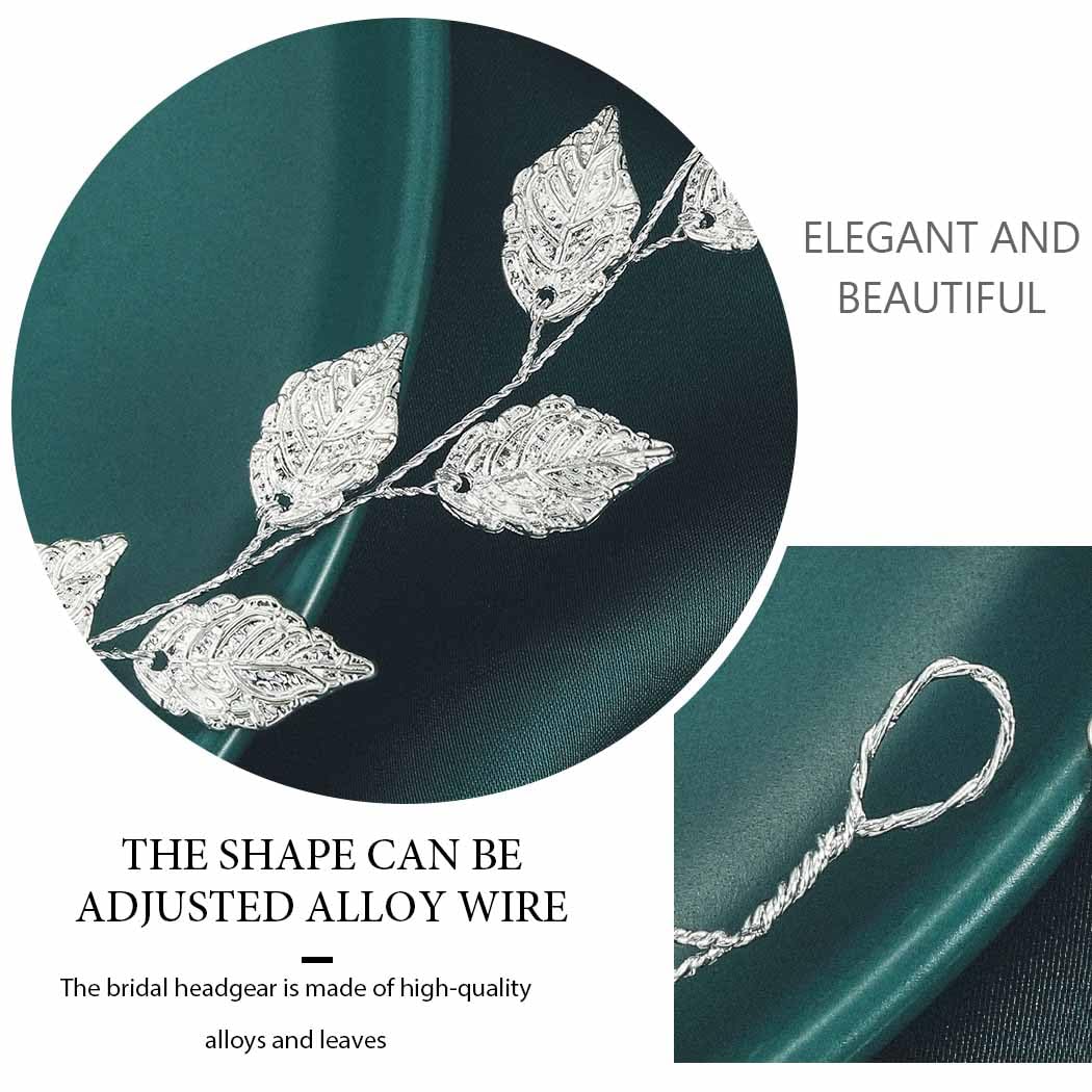 Yean Hochzeits-Stirnband, Blattgold, Brautschmuck, für Brautjungfer und Blumenmädchen (39 cm) (Silber)