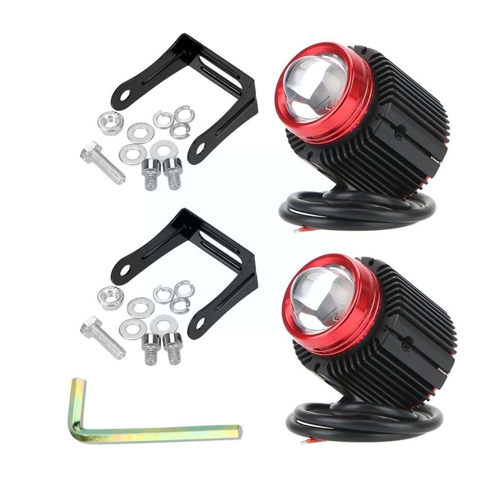 Moto Antibrouillard Lumière Couverture Protecteur 2 Pièces LED Phares Moto Double Couleur Feux Croisement LED Projecteurs Universels Auto Lumières Lampe Auxiliaire Voiture Brouillard Travail Lumière