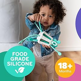 Mobi Zippee Activity Toy - Sensory Activities for Toddlers and Kids, BPA-Free and Food Grade Silicone, Montessori Learning Games for Ages +1 (Mintee)