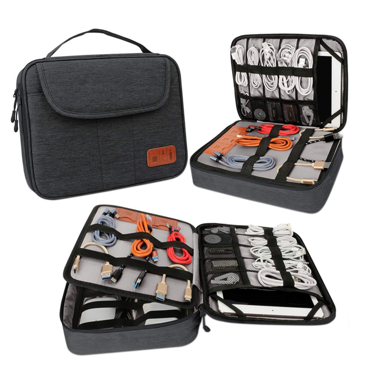 Toddmomy Borsa Porta Cavi Organizer per Dispositivi Elettronici Digitale Custodia da Viaggio Maniglia per Archiviazione di Cavi USB Alimentatori Schede di Memoria Cellulari Tablet