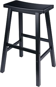 Winsome Wood 29-Inch Saddle Seat Bar Stool, Black