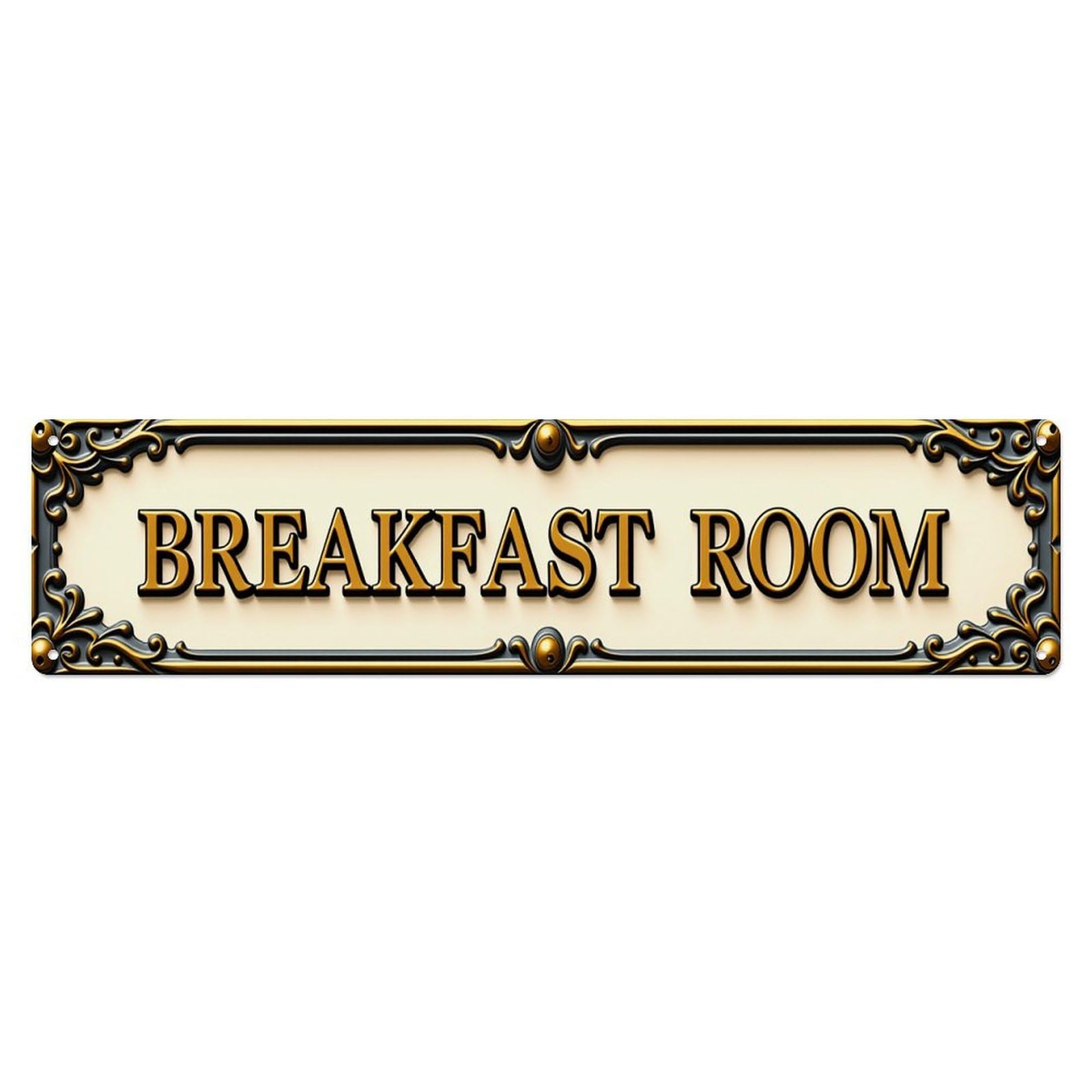 Breakfast Room Sign Ornate Frame Tin Sign Vintage Metal Poster Retro Bar, Home, Man Cave, Kitchen, Laundry Room Wall Art Decor Gift 4x16 Inch
