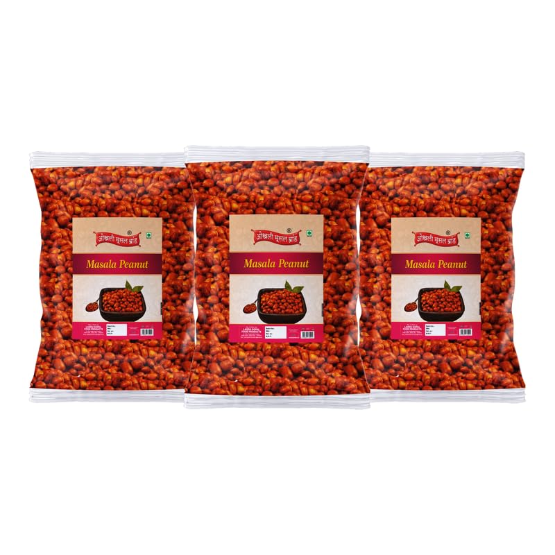 Image of OKHLI MUSAL BRAND Nut Cracker Namkeen Snack | Peanut-Salted Masala Moongfali | Sing-Masala Peanuts Fried Spicy Mungfali | Kutchi Bhachau Dabeli Special Singdana Healthy Namkeen-250g*3Pack