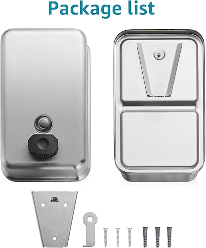 Miniatura 8 de Dispensador de jabón comercial para montaje en pared, jabón de manos de baño de acero inoxidable, líquido de 38.8 onzas, bomba antifugas y