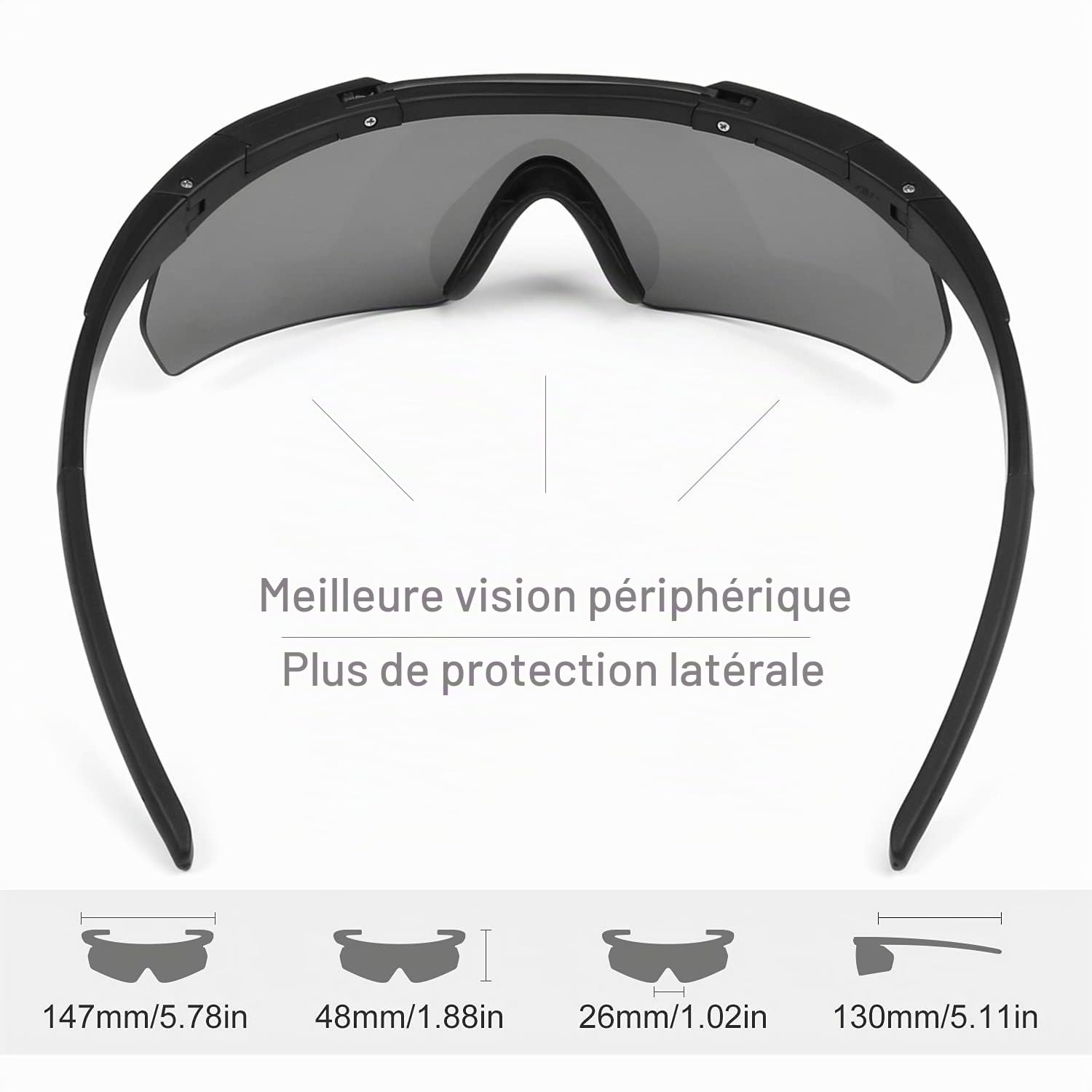 Feyachi Lunettes de sécurité, lunettes de tir tactiques avec 3 verres interchangeables, lunettes de soleil de sécurité, lunettes de cyclisme transparentes, résistantes aux chocs pour le travail, la