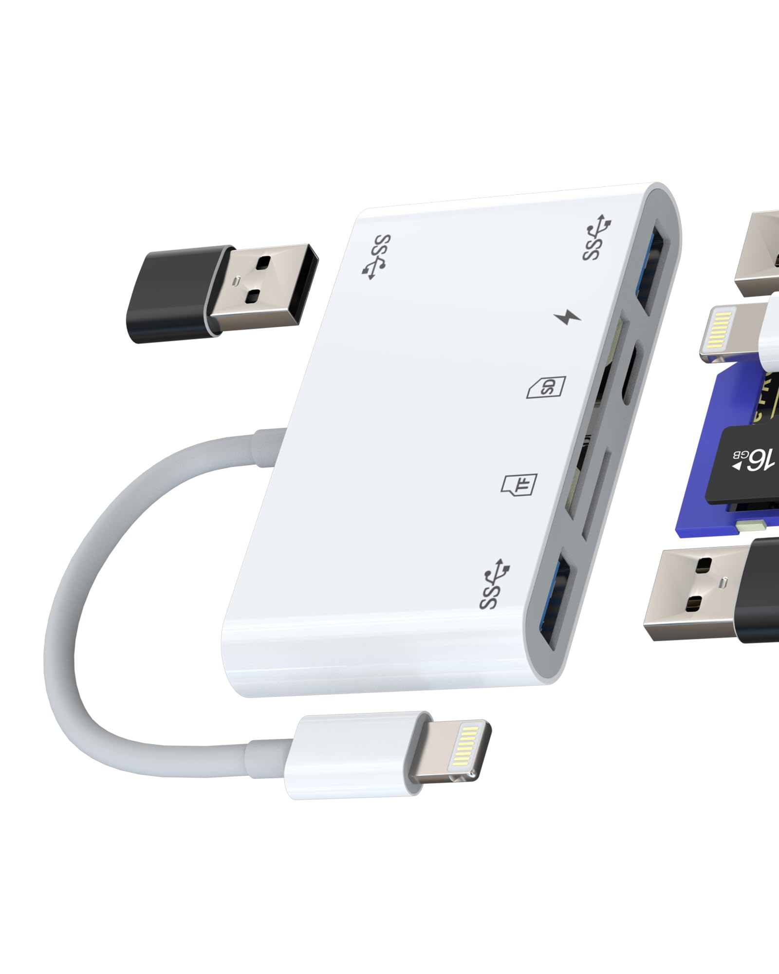 Lettore Di Schede SD 4 In 1 Per IPhone E IPad, OTG Con Ricarica Lightning, Per Foto E Video
