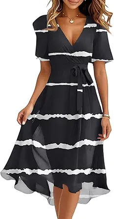Spring Summer Chiffon Midi Dresses for Women 2025 Elegant Classy Wedding Guest Floral Formal Cocktail Prom Dress