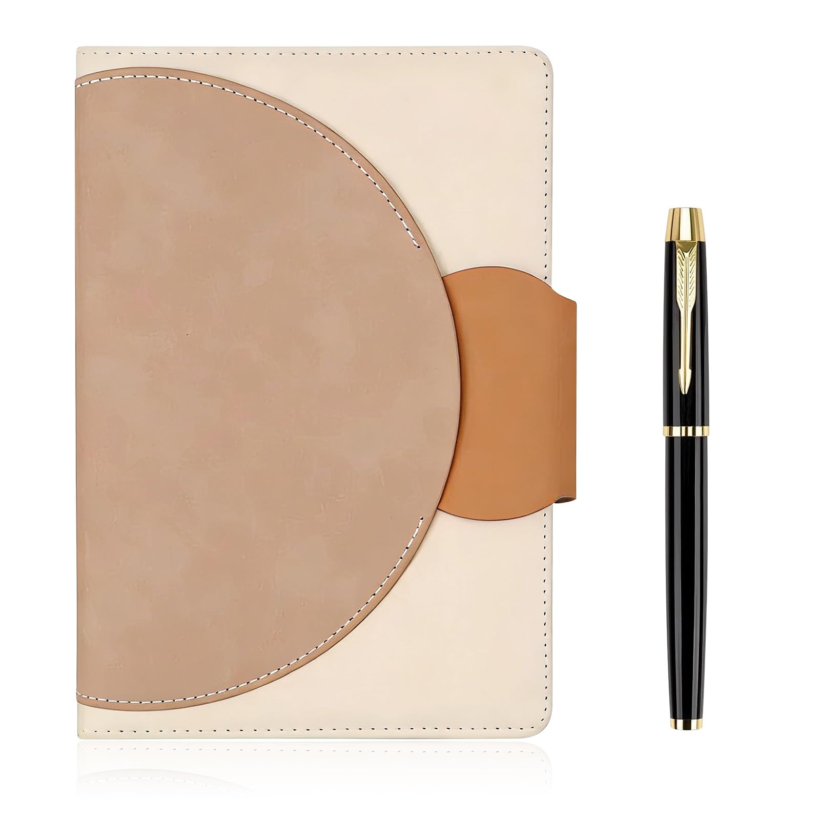 SIMDAO A5 Leather Notebook, Lined Journal with Magnetic Buckle,120Sheets/240Pages, Hardcover Notebook and Pen Set for women, Business Office School Daily Use, 21.2cm*15.7cm