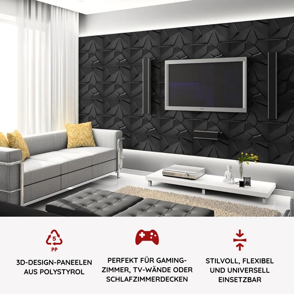 3D Panneaux muraux décors revêtement mural panneaux de plafond plaques décoration murale muraux POLYSTYRENE MATERIAL STYROPOR-LIKE 3D 3mm d'épaisseur