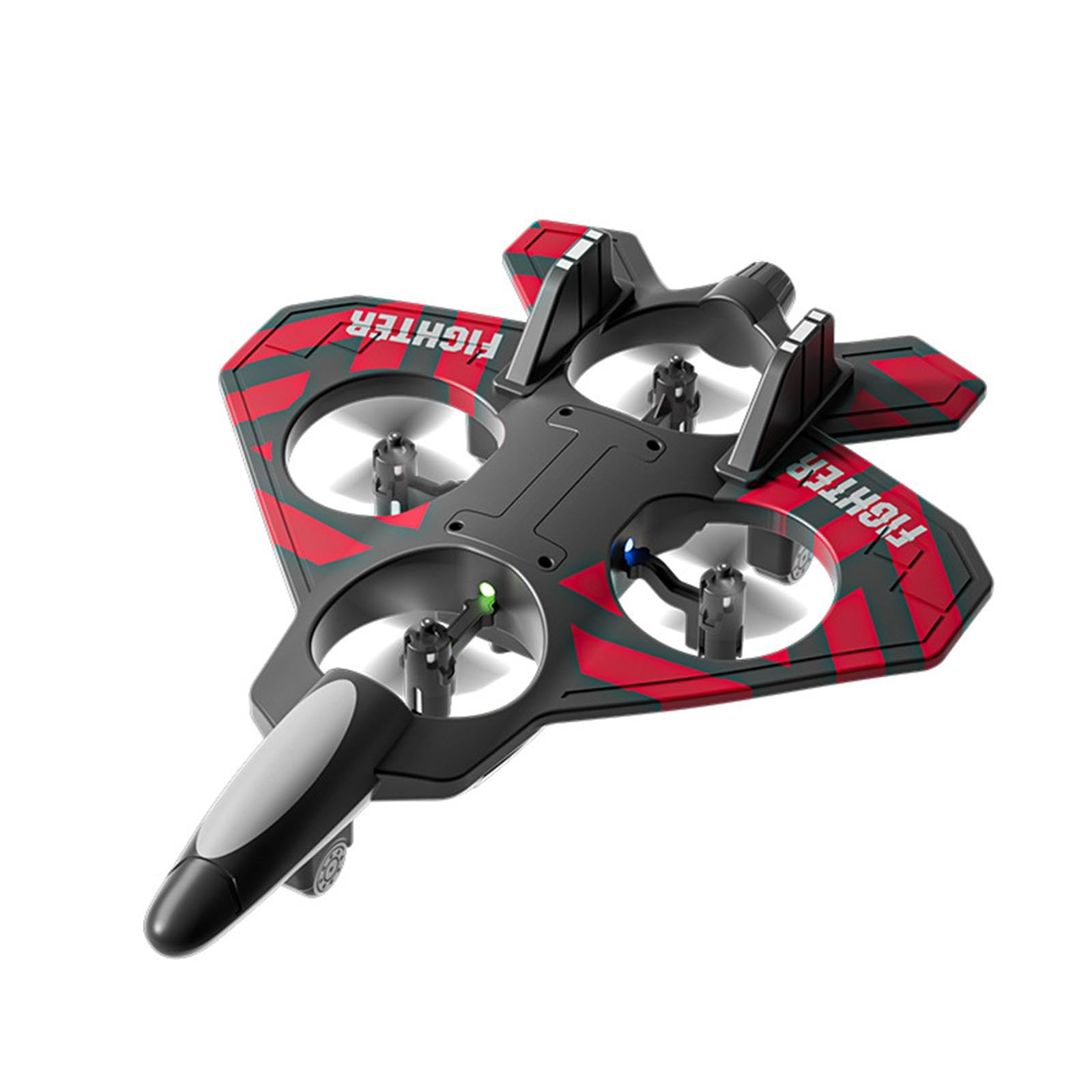 1 Pezzo Aeroplano Radiocomandato RC Plane Hobby Glider Elicottero Quadcopter Telecomando Struttura Robusta Funzione velocità Doppia Regolabile Illumin, Rosso con 3 Batterie