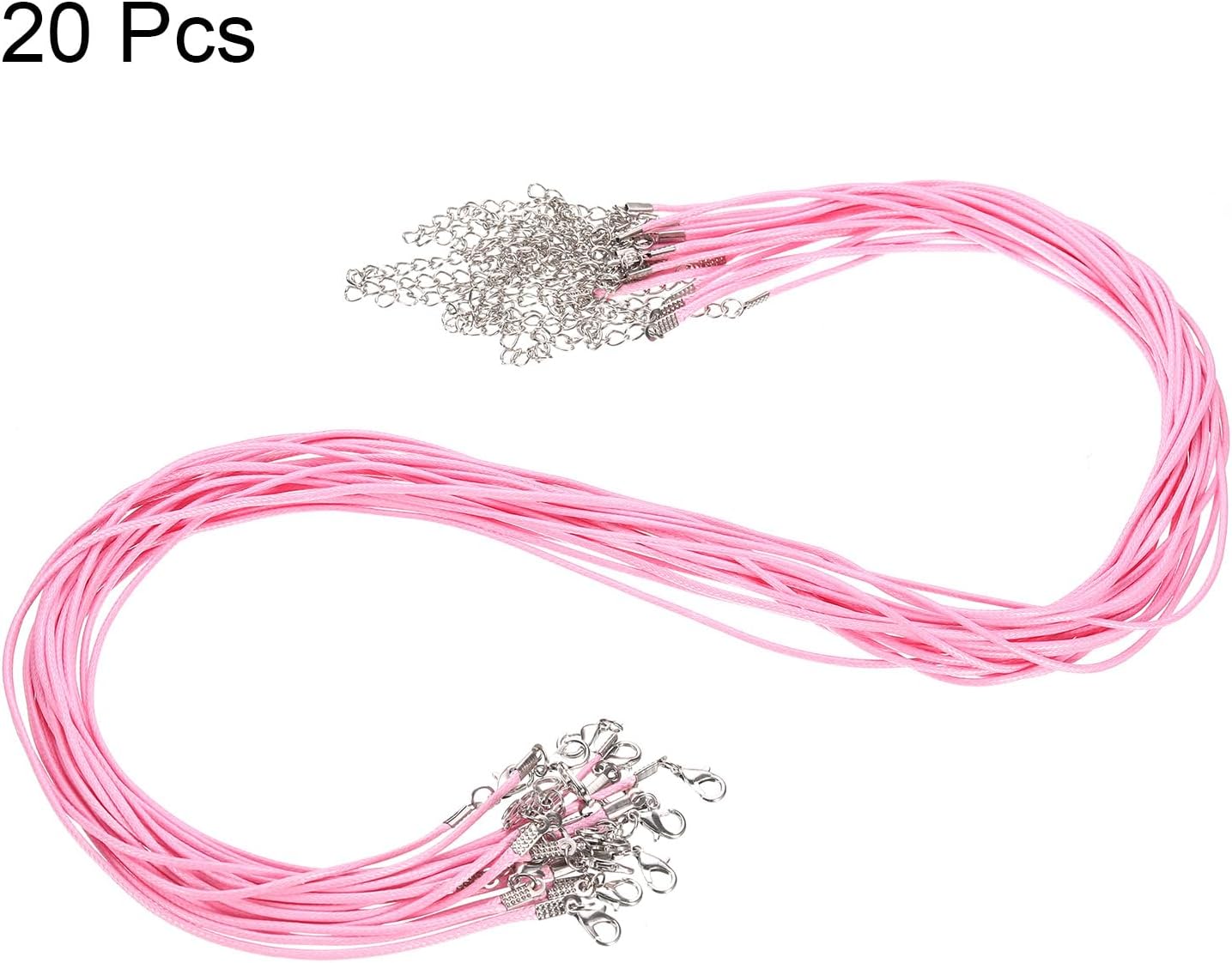 HARFINGTON 20Pcs Waxed Necklace Cord Bulk Pink 1.5mm Dia 24" Necklace String Rope with Chain Clasp for Pendants Bracelets Jewelry Making Supplies Accessories - Image 3