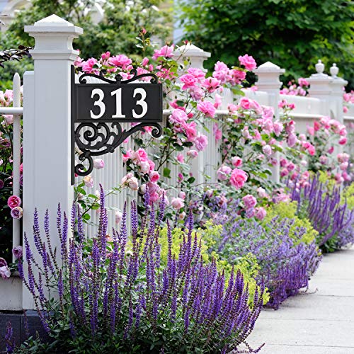 Whitehall Products 11244 Nite Bright Acanthus Reflective Post Sign Address Plaque, Black/White