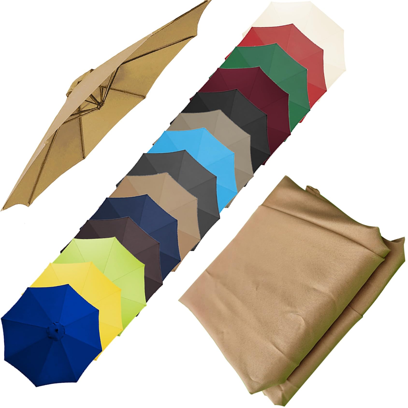 Replacement Canopy Top, Patio Umbrella Replacement Cloth, Garden Canopy Cover Replacement Cover For 200cm(6.5')-6 Arms 270cm(8.8')-6 Arms 270cm(8.8')-8 Arms 300cm(9.8')-6 Arms 300cm(9.8')-8 Arms(Color