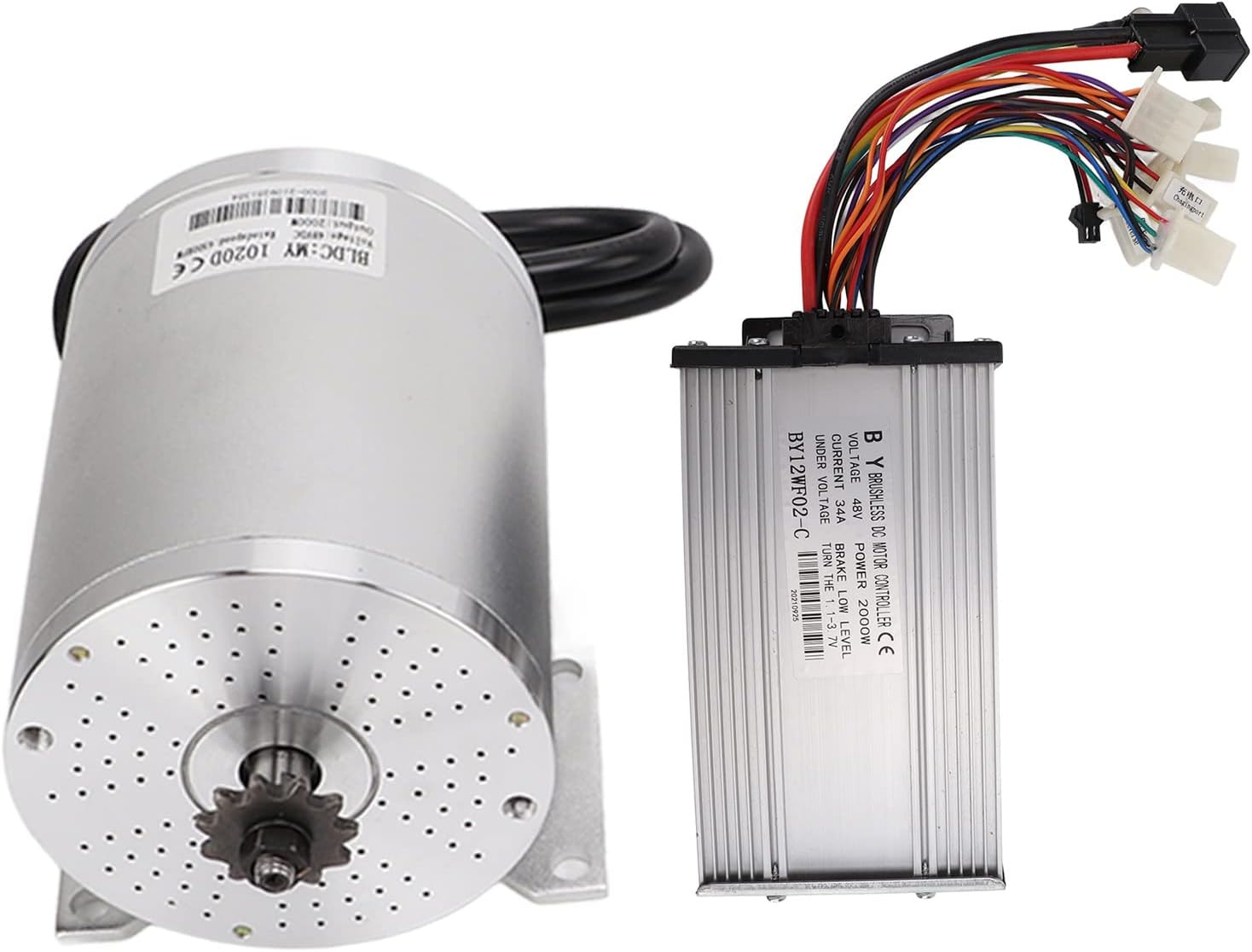 Drfeify 2000W Brushless DC Motor Kit, 48V 4500RPM High Speed Motor Electric Motor Controller Kit for Karts Scooters Electric Bike