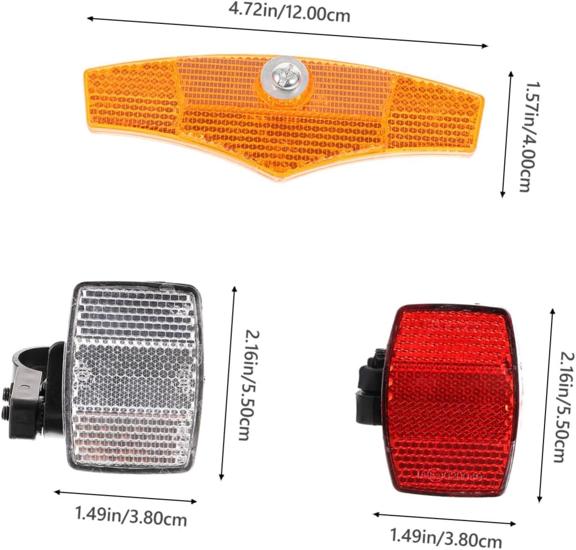 1Set Bike Safety Reflectors Front Rear Reflective Lenses with Reflectors Durable Bicycle Accessories for Enhanced Night Visibility and Safety
