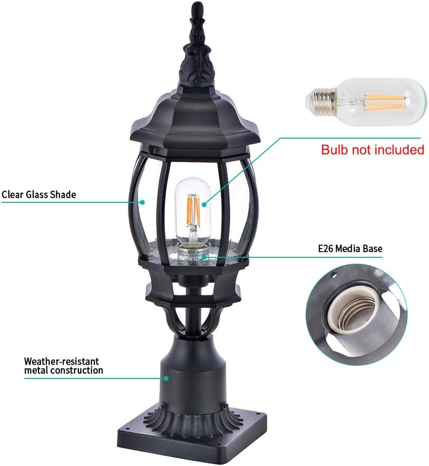 Buу 1 gеt 1 🔥 Lamp Post Outdoor Lighting Manble Post Lantern with E26 Base Clear Glass Exterior Pole Lamp for Patio Waterproof (Bulb not inclunded) Uр Tо 50% оƒƒ Lamp Post Outdoor Lighting Manble Post Lantern with E26 Base Clear Glass Exterior Pole Lamp for Patio Waterproof (Bulb not inclunded)