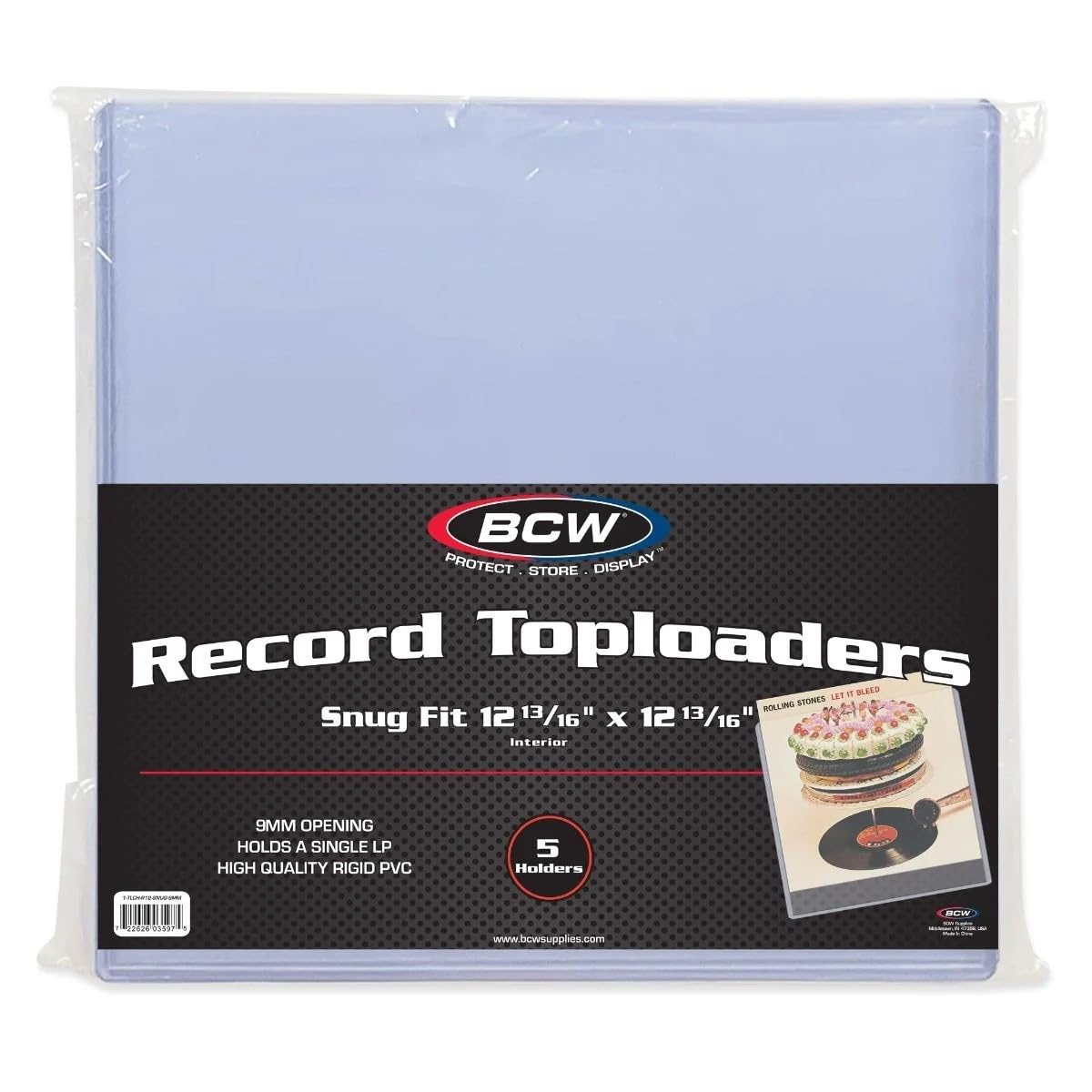 BCW Vinyl Album Topload Holders - 5 Pack | Snug Fit, Protective Cases | 9MM Depth | Rigid Plastic Vinyl Record Holders