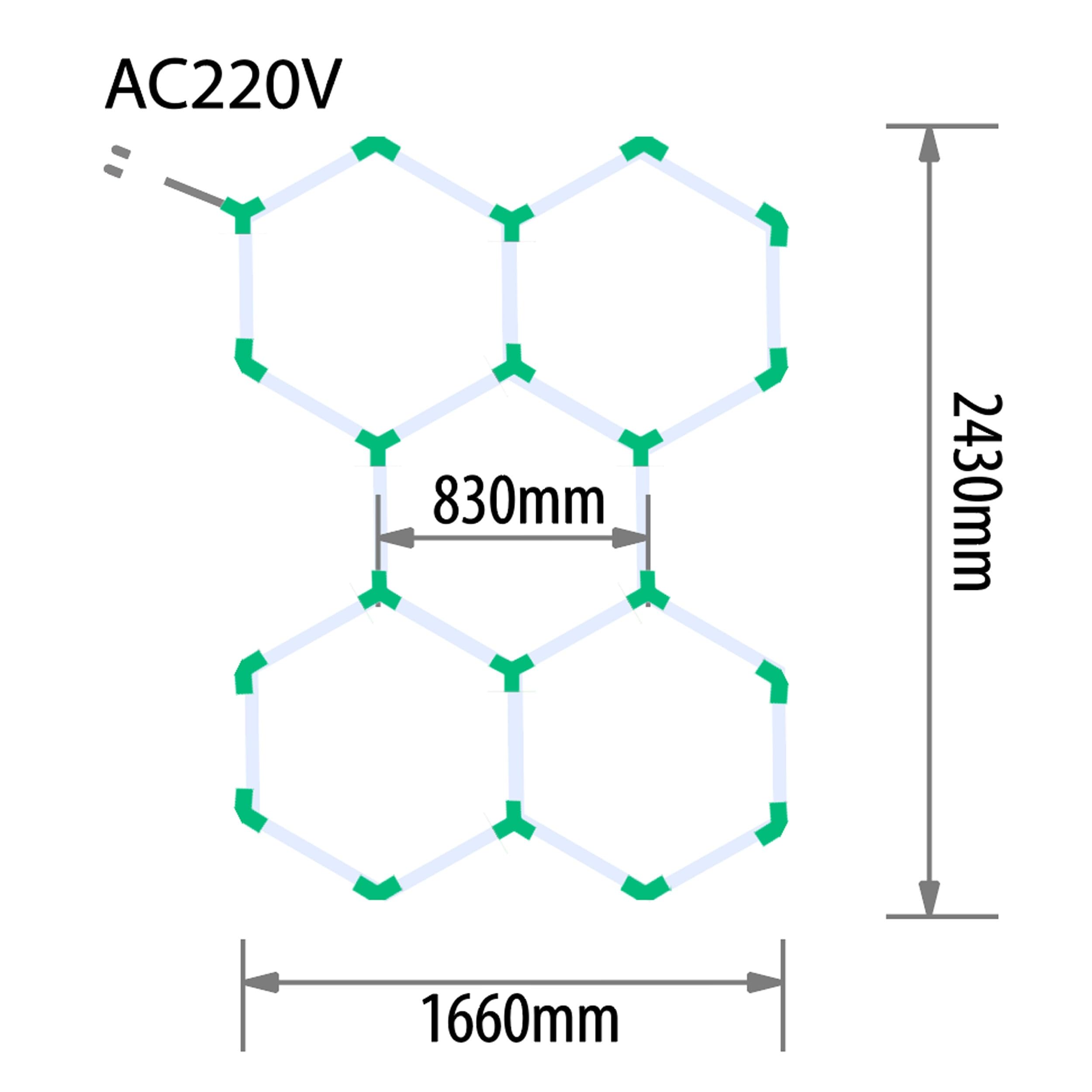 EinParts EPHCL07 lampa LED Hexagon 243x166 cm 5 modułów 21120 lm 6500K zimna biel do garażu warsztatu detailingu
