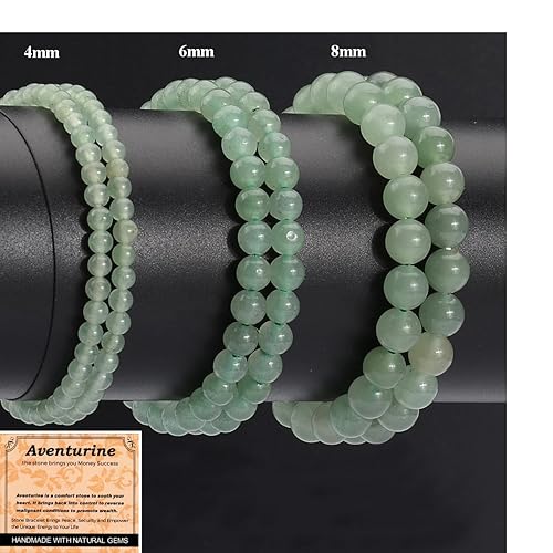 Miniatura 2 de Massive Beads Green Aventurine - Stone of Wealth - Handmade Yoga Stretch Elastic Bracelet Natural Stone Crystal Healing Power Energy Gifts for