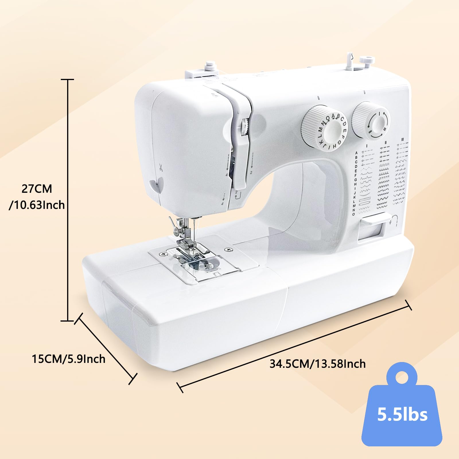 Macchina da cucire con 45 programmi di cucito, Sewing Machine Overlock Macchina da cucire per principianti migliorata, Macchina da cucire elettrica portatile con pedale e kit da cucito e luce