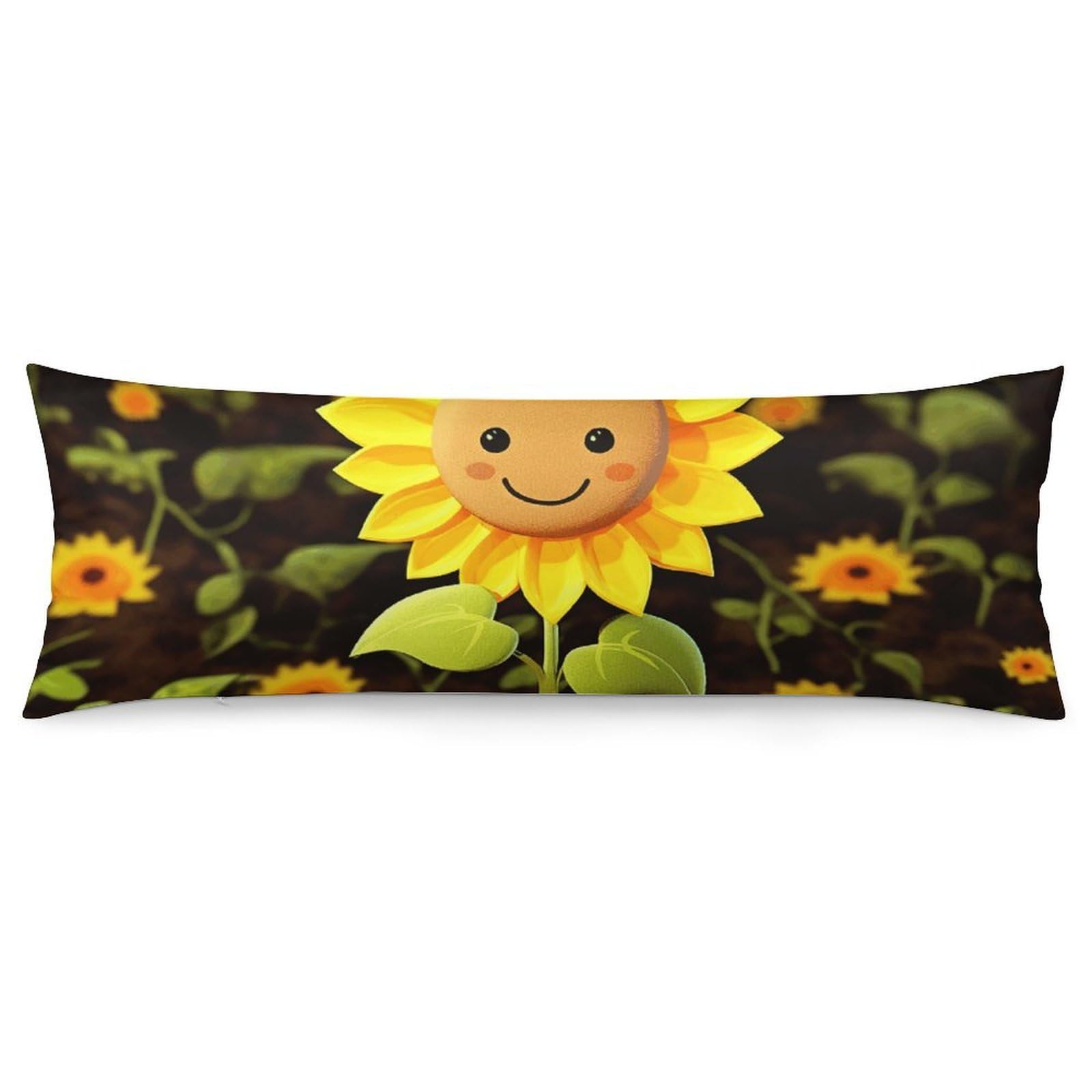 2 Pack Pillow Cases for Hair and Skin, Soft Breathable Pillow Case Covers with Hidden Zipper, Cute Sunflower Pillowcase 20"x54" Pillow Covers for Sleeping Gift
