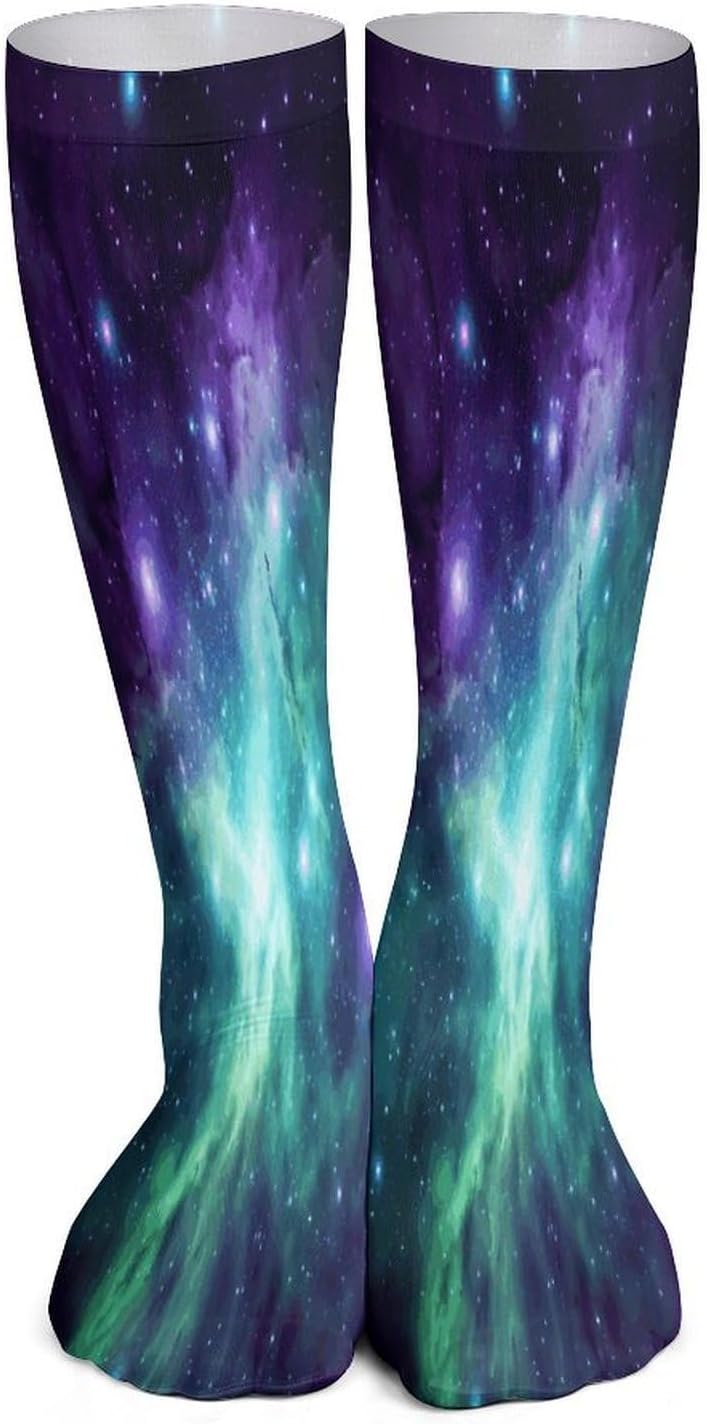 Green Blue Purple Galaxy Women High Waist Fishnet Stockings Stretch Mesh Pantyhose Sexy Trendy Legwear for Daily Wear