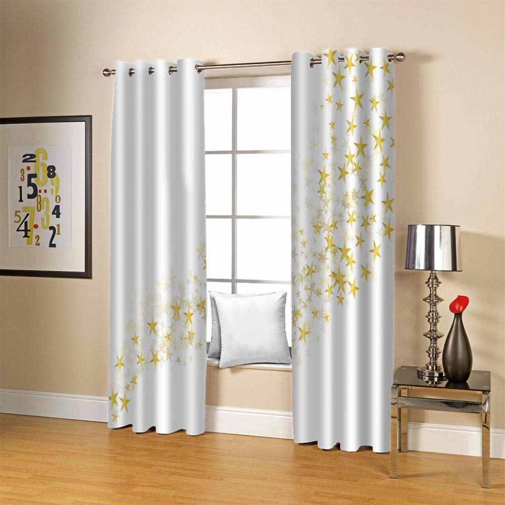 カーテン1組 Amazon｜ZCLCHQ 遮光カーテン 1級黄色と五芒星 カーテン1級遮光