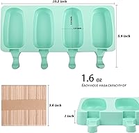 Vista 2 de WMKGG Juego de moldes de silicona para paletas, 2 piezas moldes para helado con 50 palitos de madera para cake pop, paletas heladas, cakesicles Verde